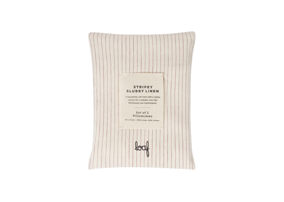Stripey Slubby Linen Set of 2 Pillowcases