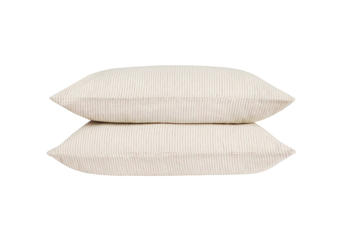 Stripey Slubby Linen Set of 2 Pillowcases