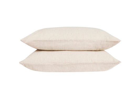 Stripey Slubby Linen Set of 2 Pillowcases